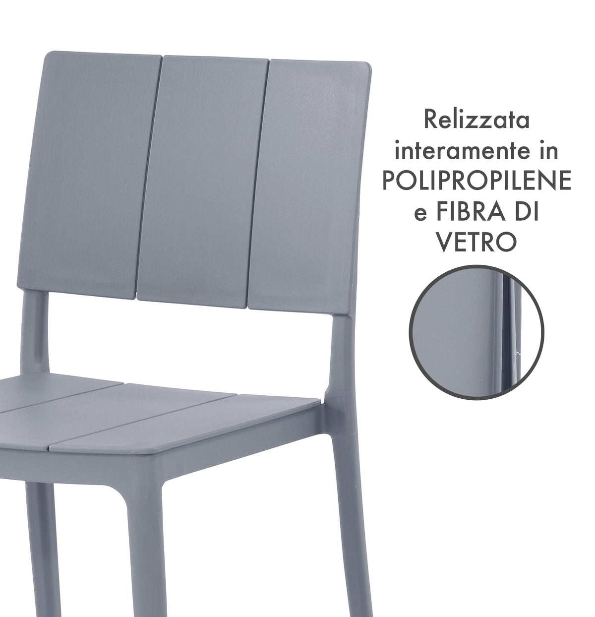 Set 4 Sedie In Polipropilene e Fibra Di Vetro Trattamento Uv Antiscolorimento il Gruppone Passione Casa