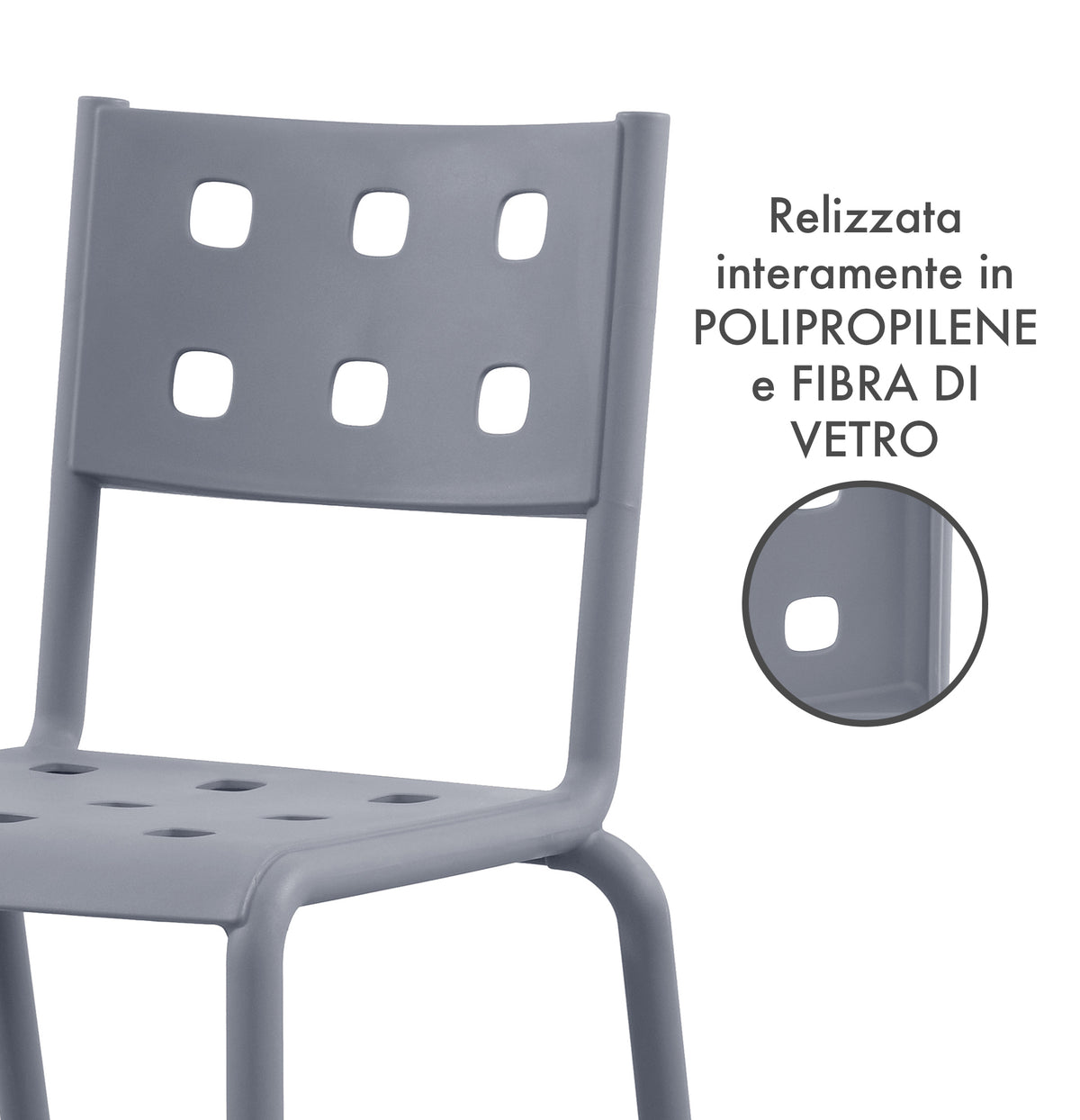 Set 4 Sedie In Polipropilene e Fibra Di Vetro Trattamento Uv Antiscolorimento il Gruppone Passione Casa
