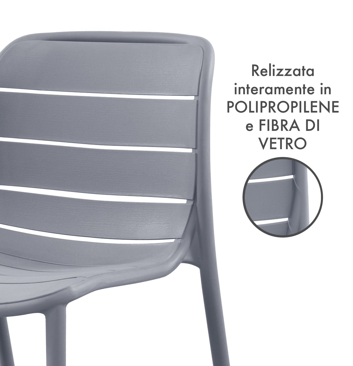 Set 4 Sedie In Polipropilene e Fibra Di Vetro Trattamento Uv Antiscolorimento il Gruppone Passione Casa