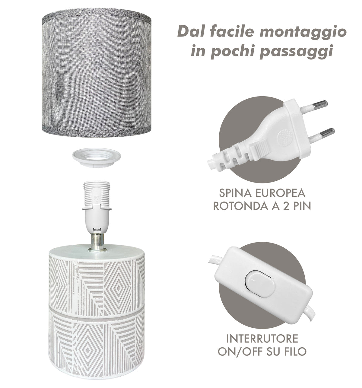 Lampada Moderna Da Comodino Con Decorazione Azteco Certificata RoHS In Ceramica Con Paralume 45W Scrivania Tavolo Abat Jour