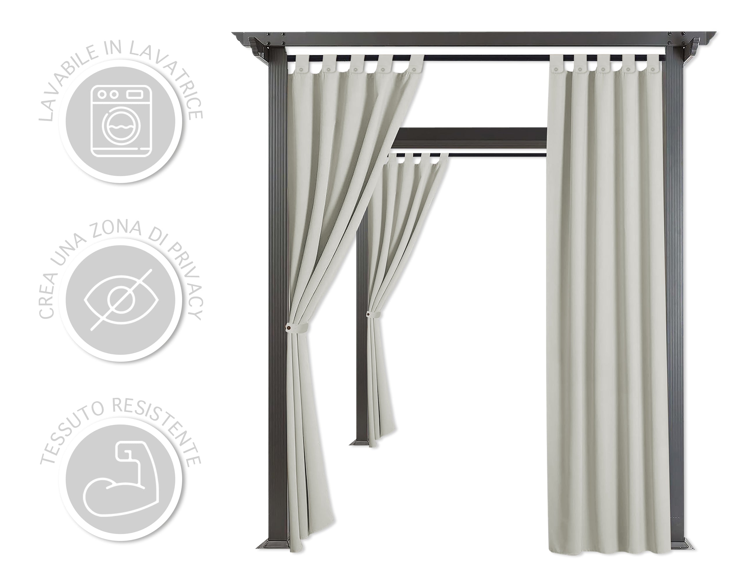 Tende per Gazebo Privacy Esterne Impermeabili 4 Pannelli Tende per Gazebo Privacy Esterne Impermeabili 4 Pannelli