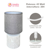 Lampada Moderna Da Comodino Con Decorazione Azteco Certificata RoHS In Ceramica Con Paralume 45W Scrivania Tavolo Abat Jour