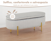 Panca Imbottita Divanetto In Velluto Contenitore Pouf Grande XXL PortaOggetti  Panca Sgabello A Pie Di Letto Con Gambe In Metallo Dorato Cassapanca Ingresso Legno Massello Panchina