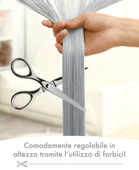 Tenda A Fili Stringhe Anti Mosche Insetti Finestre Porta Finestra Elegante Tinta Unita Divisorio Con Asola Passante Per inserimento Di Bastoni Zanzariera Adattabile Con Forbici Zanzariera Elegante