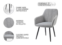 Poltroncina Classica con Braccioli per Camera da Letto in Velluto Design Moderno, con Gambe in Metallo Modello Odette