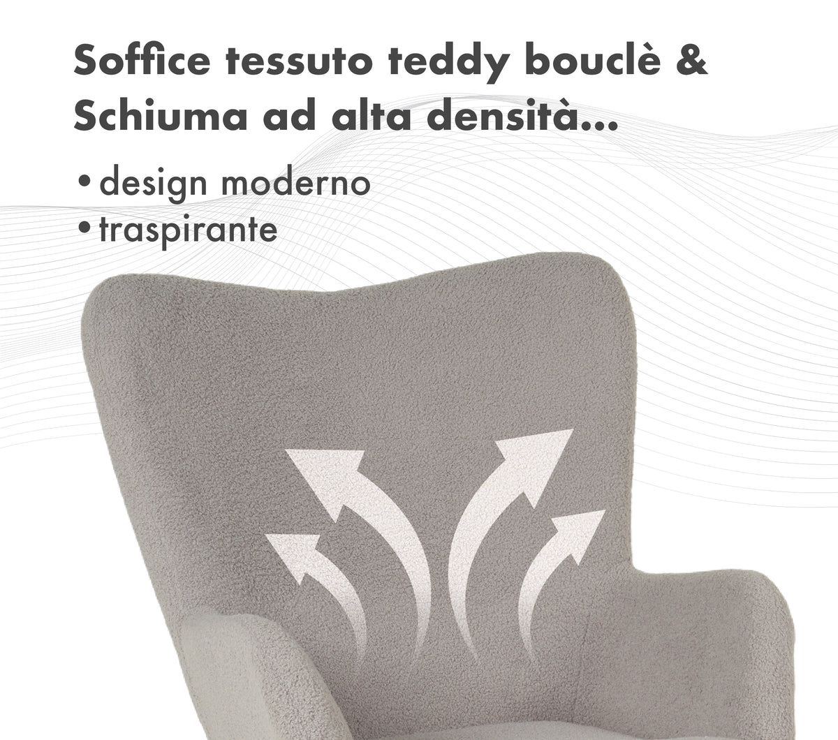 Poltrona Imbottita Ergonomica Con Schienale E Braccioli Con Poggiapiedi Contenitore Camera Da Letto Salotto Moderna Pouf Sedia Effetto Teddy Morbida