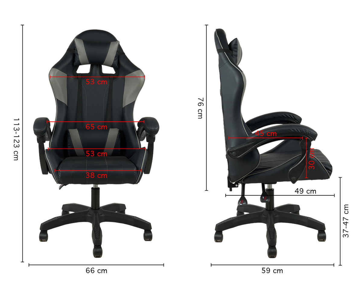 Sedia Gaming Professionale SimilPelle Reclinabile Con Braccioli Poltrona Ufficio Regolabile in Altezza Pistone Gas,Cuscino Poggiatesta E Lombare Gamer