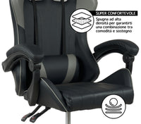 Sedia Gaming Professionale SimilPelle Reclinabile Con Braccioli Poltrona Ufficio Regolabile in Altezza Pistone Gas,Cuscino Poggiatesta E Lombare Gamer
