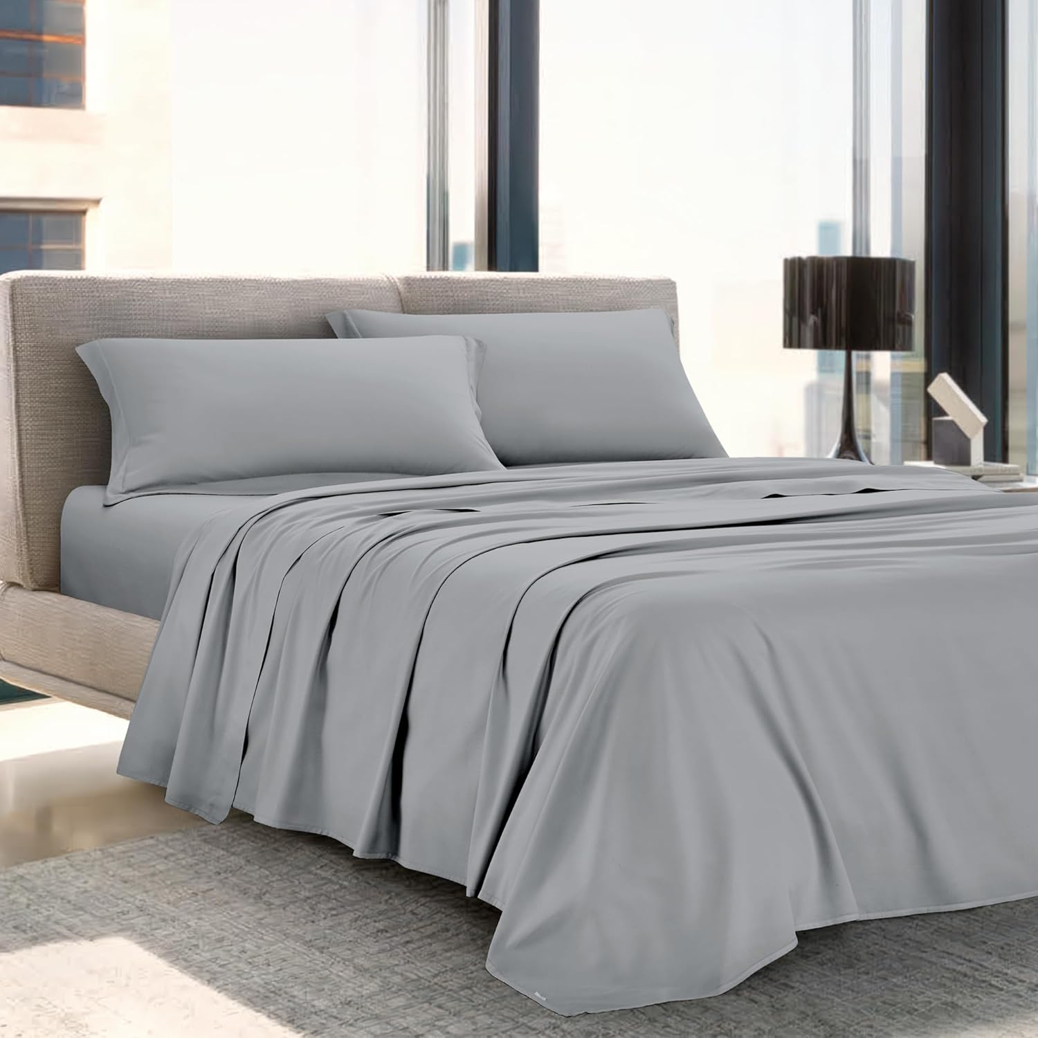 Completo Lenzuola In Modal Grigio – King Size, Morbido E Traspirante, Con Filo