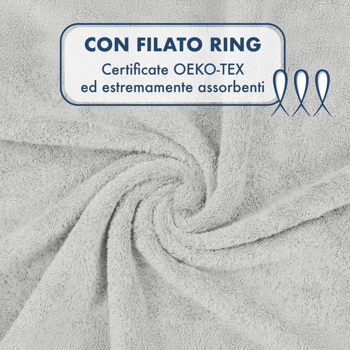 Asciugamani Bagno 100% Spugna Puro Cotone 500 Gr 4 Pezzi 2 Salvietta Viso 2 Asciugamano Ospite Mani Qualità Certificato Oeko-Tex Salviette Super Morbide Bicolore