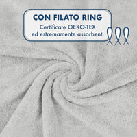 Asciugamani Bagno 100% Spugna Puro Cotone 500 Gr 4 Pezzi 2 Salvietta Viso 2 Asciugamano Ospite Mani Qualità Certificato Oeko-Tex Salviette Super Morbide Bicolore
