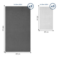 Asciugamani Bagno 100% Spugna Puro Cotone 500 Gr 4 Pezzi 2 Salvietta Viso 2 Asciugamano Ospite Mani Qualità Certificato Oeko-Tex Salviette Super Morbide Bicolore