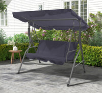 Dondolo da Giardino 3 Posti con Tetto Parasole Regolabile Reclinabile Impermeabile Struttura in Acciaio 173x109x157 Cm Tinta Unita Seduta Ammortizzata
