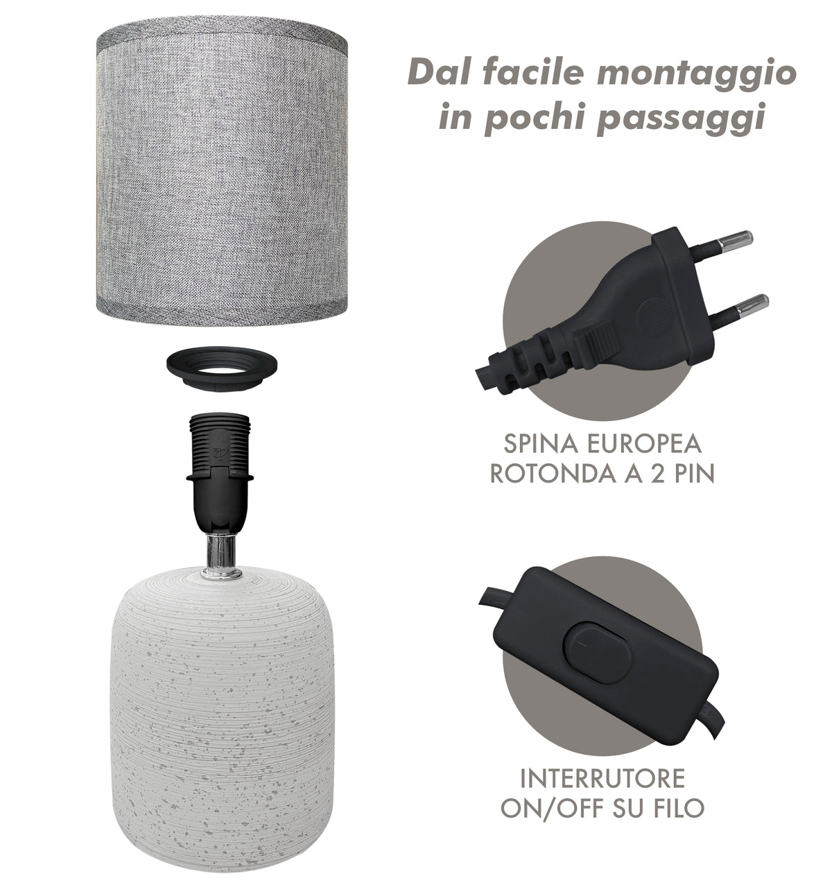 Lampada Moderna Da Comodino Con Lavorazione a Onde Finitura Opaca Certificata RoHS In Ceramica Con Paralume 45W Scrivania Tavolo Abat Jour