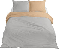 Copripiumino 100% Cotone Matrimoniale Double Face Made In Italy Bicolore Sacco e Federe Due Piazze Set Letto