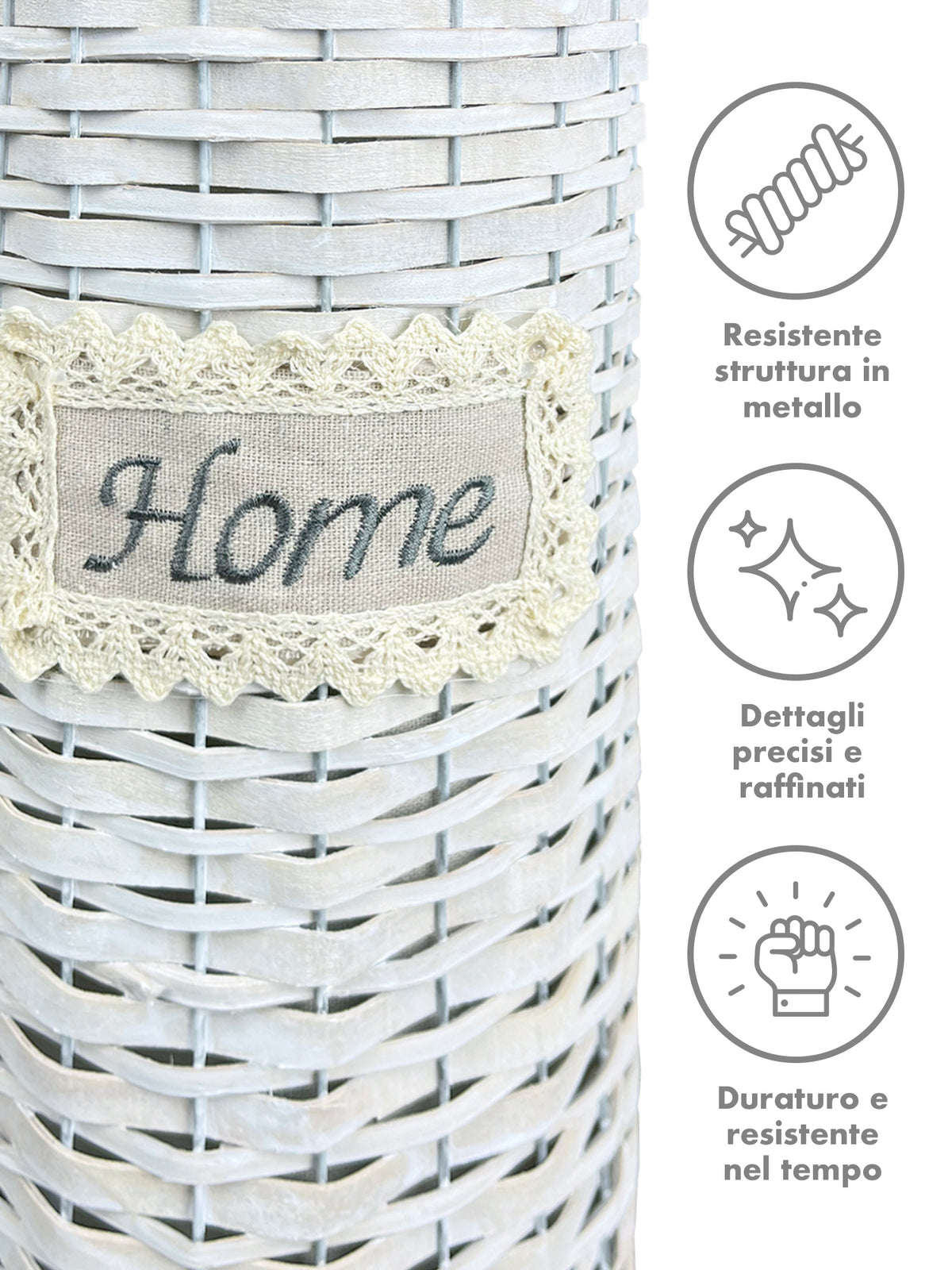 Portarotolo Carta Igienica Da Terra Con Coperchio Portacarta Struttura Robusta In Metallo Con Rivestimento In Vimini Intrecciato Fino a 4 Rotoli Elegante