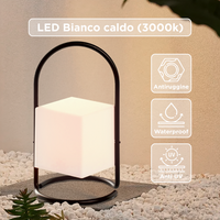 Lampada Da Esterno Led Lanterna Impermeabile Resistente Design Moderno Tavolo Arredo Giardino Luce Colore Bianco Caldo/Freddo Antiruggine Certificata RoHS Trasportabile