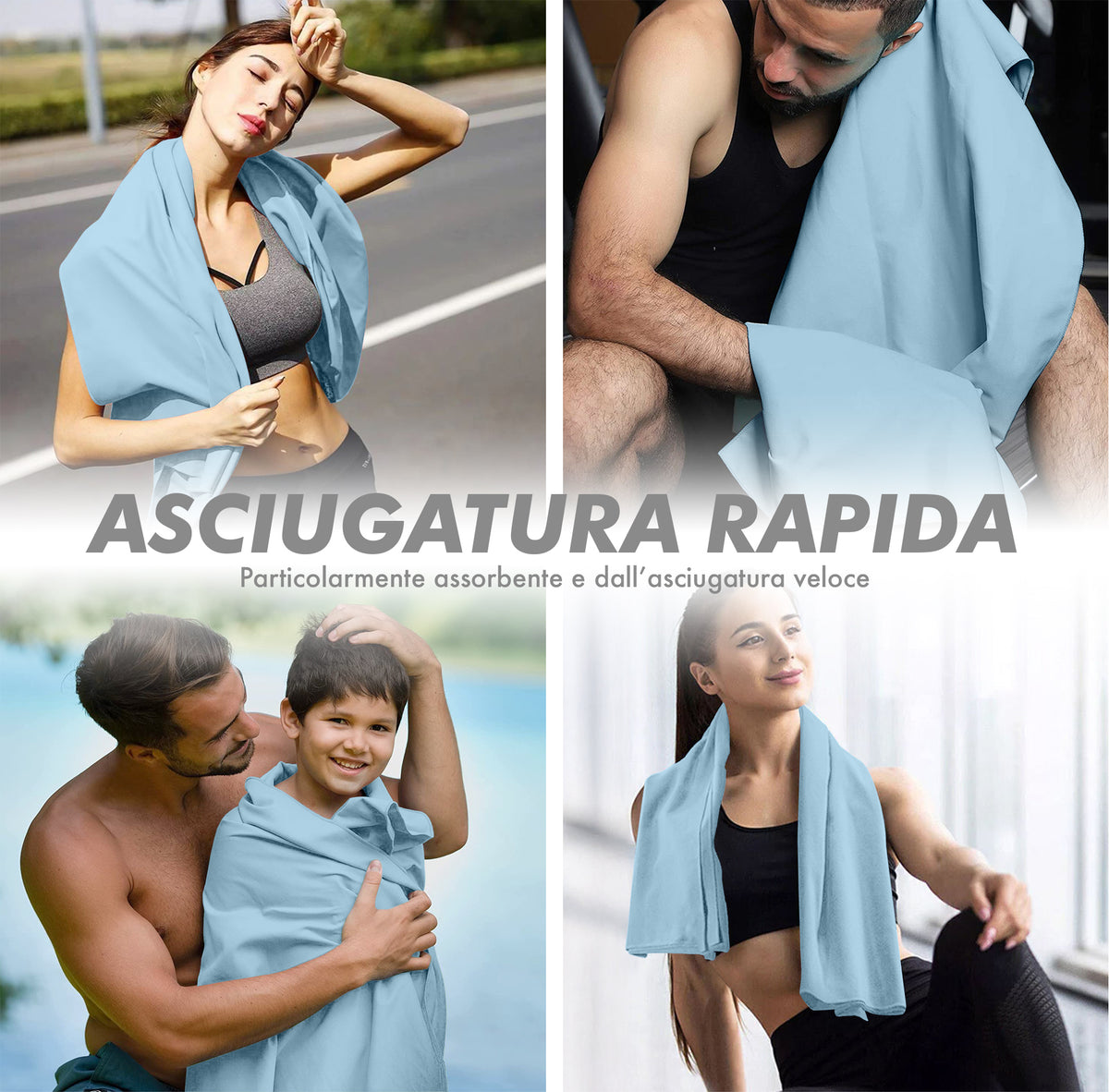 Set 2 Asciugamani Palestra Sport Salviette Sportive In Microfibra Compatte Ultraleggere Fitness Sauna Yoga Viaggio Asciugamano Piscina Salvietta Corsa Telo Allenamento Lavabili No Odori