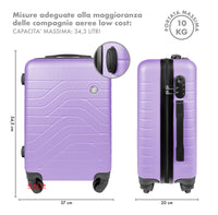 Trolley Bagaglio Mano Rigido 37x20x54.5 Piccolo Ultraleggero Valigia In Abs Con 4 Ruote Manico Chiusura Di Sicurezza Per Compagnie Low Cost Economy Zaino Da Viaggio