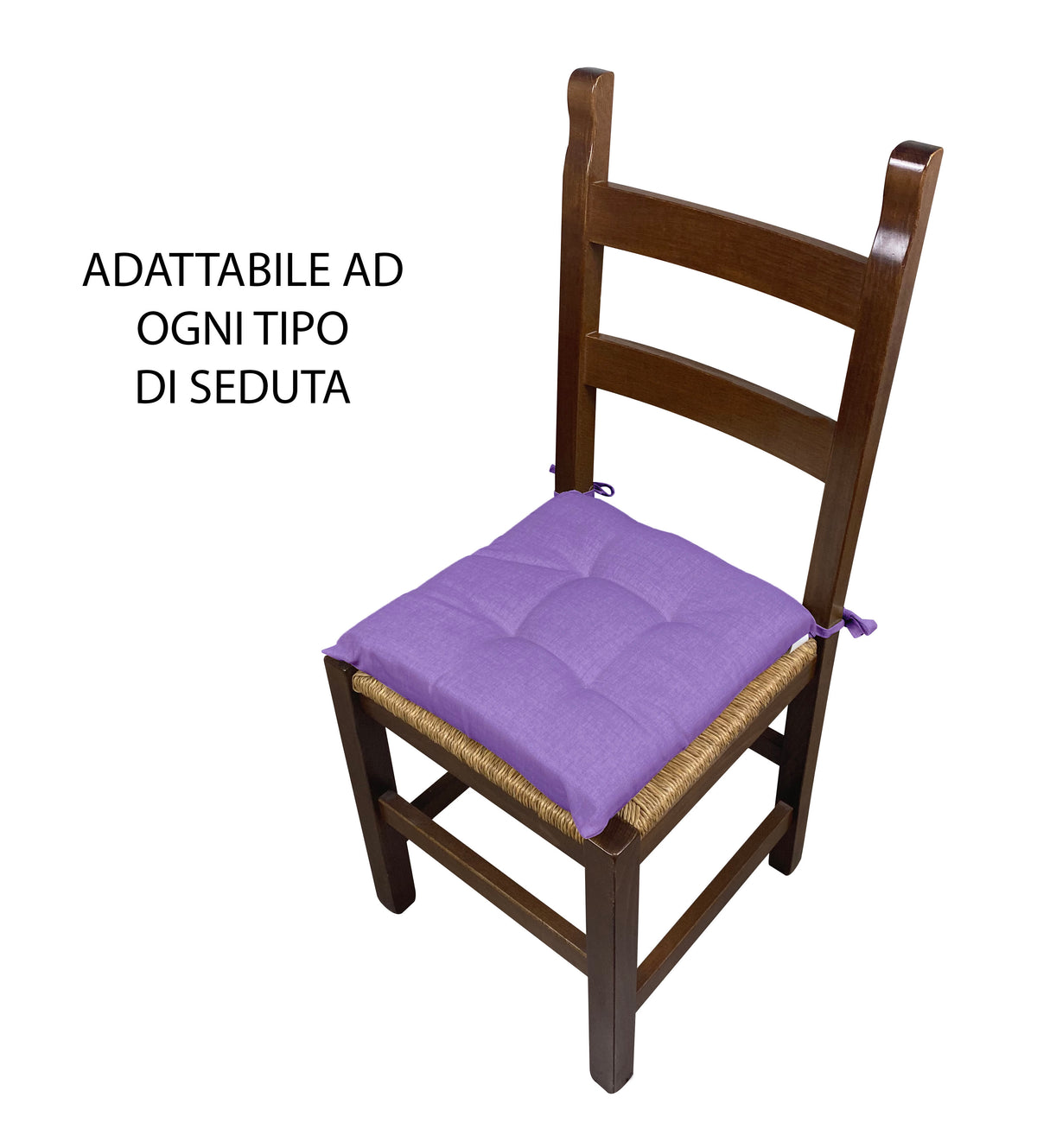 Cuscino arredo sedia Set 6 Cuscini Con Lacci, 4 Punti,Prodotto Italiano 40 x 40 in Spessore 6 Cm Lavorati a Mano mattonella 100% cotone