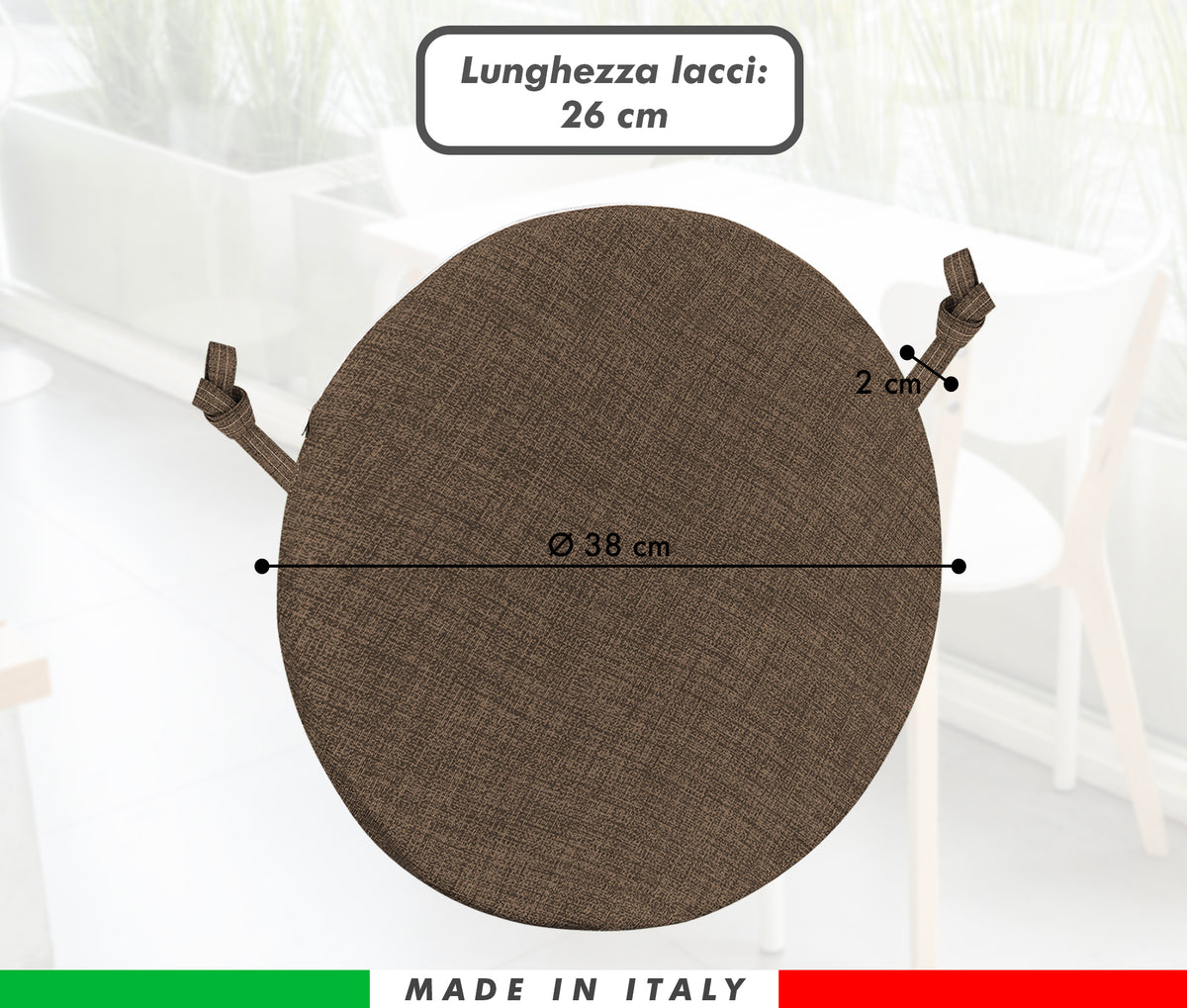 Cuscini Rotondi Per Sedie Cucina Imbottiti Sfoderabili Con Cerniera Cuscino Rotondo Ø 40 Cm Sedia Tavolo Lavabile In Lavatrice Con Lacci Per Fissaggio Prodotto Italiano Comodi