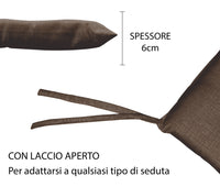 Cuscino arredo sedia Set 6 Cuscini Con Lacci, 4 Punti,Prodotto Italiano 40 x 40 in Spessore 6 Cm Lavorati a Mano mattonella 100% cotone