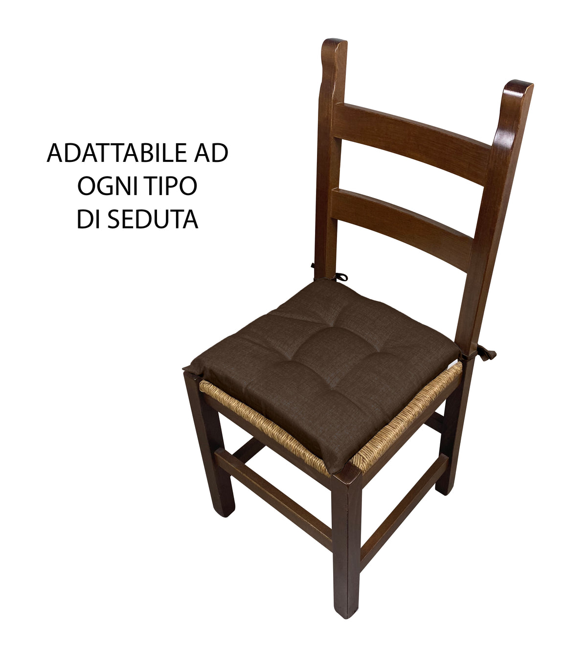 Cuscino arredo sedia Set 6 Cuscini Con Lacci, 4 Punti,Prodotto Italiano 40 x 40 in Spessore 6 Cm Lavorati a Mano mattonella 100% cotone