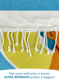 Telo Mare Con Frange Asciugamano Da Spiaggia Misura Grande 90x190 Cm Assorbente In Morbido Cotone Leggero Stampe Moderne Anti Sabbia Lettino Vacanze Piscina