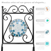 Set Bistrot Tavolino Con 2 Sedie Con Mosaico In Ceramica Per Esterno Terrazzo Giardino Pieghevoli Patio Casa,Bar,Ristoranti,Mobili Giardino