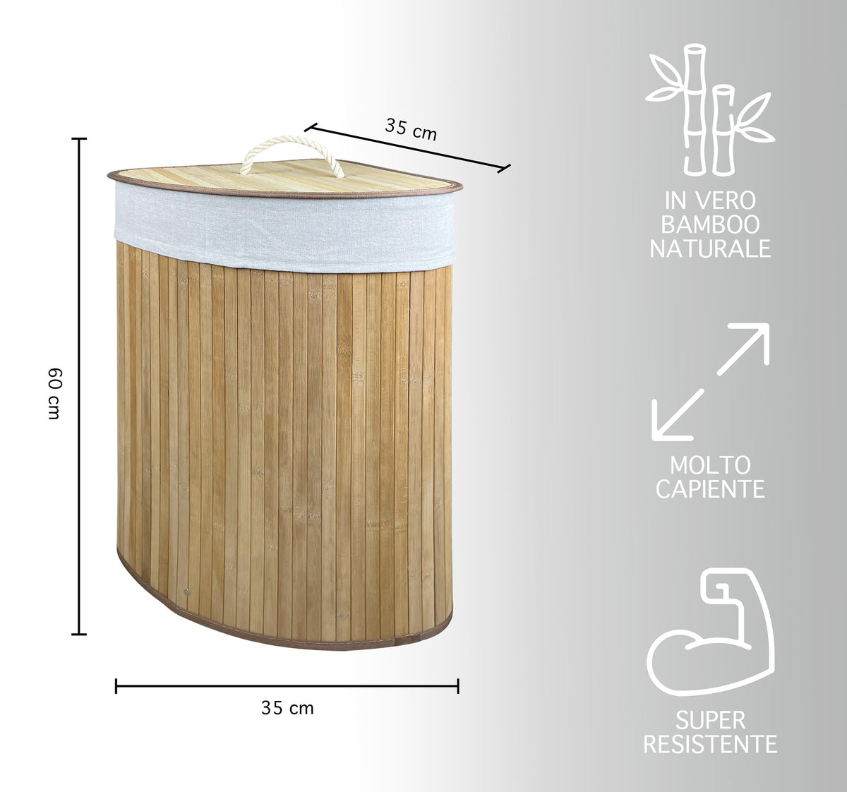 2X CESTO PER biancheria angolare 60 l coperchio porta-biancheria per bagno  EUR 54,95 - PicClick IT