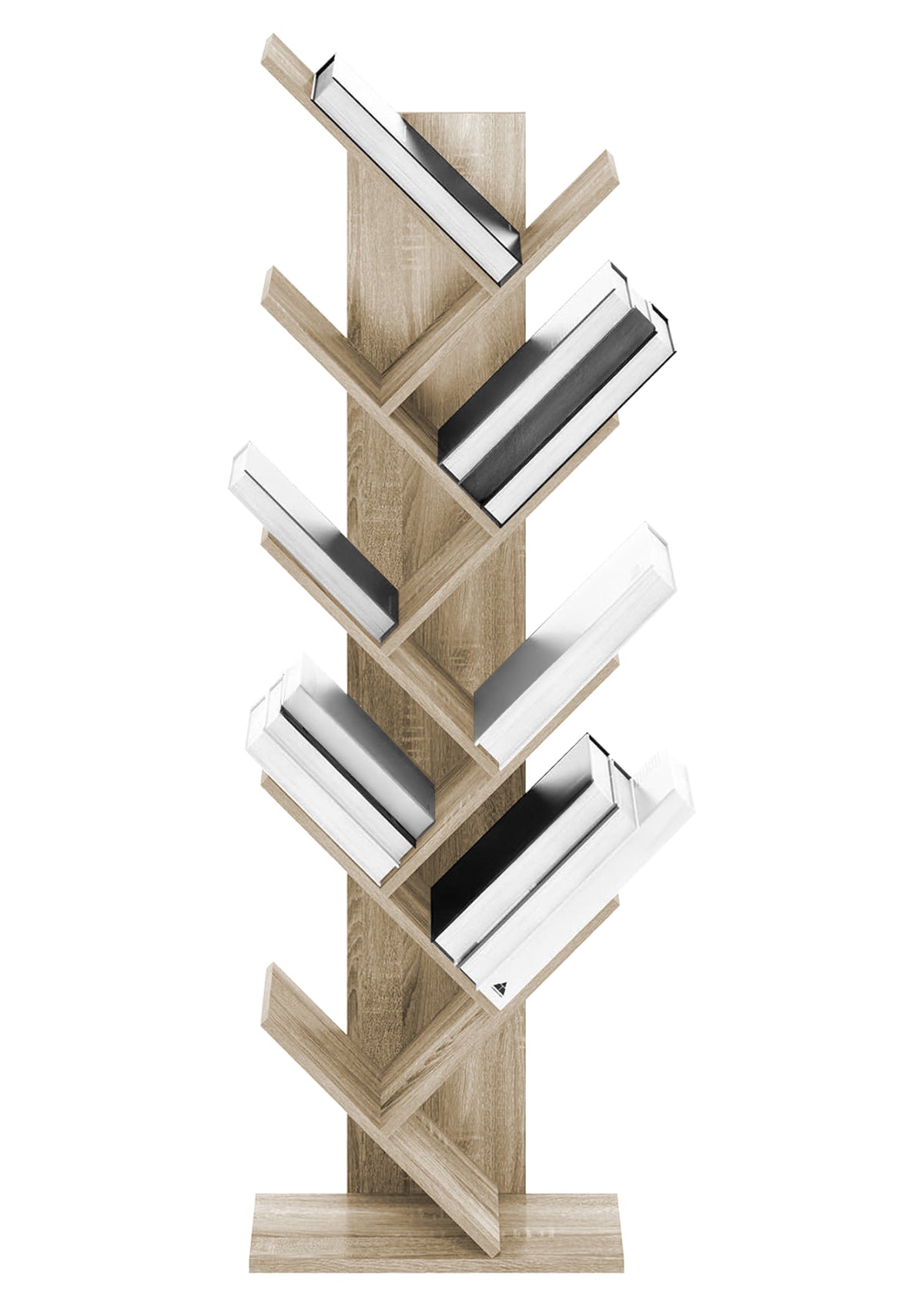 Liberia In Legno A Forma Ad Albero Scaffale 9 Ripiani Salvaspazio Verticale Camera Letto Soggiorno Studio Ufficio  Libro Mensola A Colonna Porta Libri Stile industrial Torre