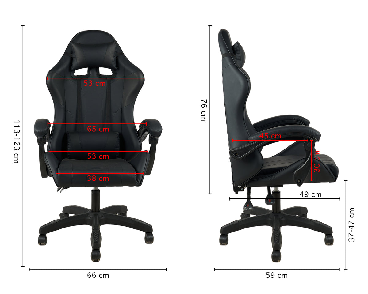 Sedia Gaming Professionale SimilPelle Reclinabile Con Braccioli Poltrona Ufficio Regolabile in Altezza Pistone Gas,Cuscino Poggiatesta E Lombare Gamer