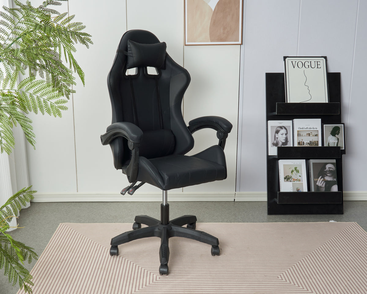 Sedia Gaming Professionale SimilPelle Reclinabile Con Braccioli Poltrona Ufficio Regolabile in Altezza Pistone Gas,Cuscino Poggiatesta E Lombare Gamer