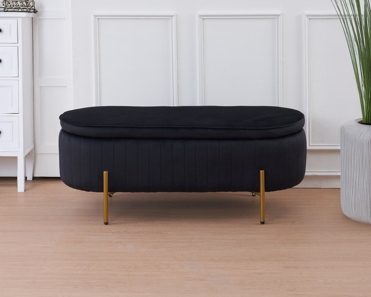 Panca Imbottita Divanetto In Velluto Contenitore Pouf Grande XXL PortaOggetti  Panca Sgabello A Pie Di Letto Con Gambe In Metallo Dorato Cassapanca Ingresso Legno Massello Panchina