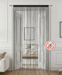 Tenda A Fili Stringhe Anti Mosche Insetti Finestre Porta Finestra Elegante Tinta Unita Divisorio Con Asola Passante Per inserimento Di Bastoni Zanzariera Adattabile Con Forbici Zanzariera Elegante