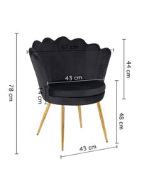 Poltrona Conchiglia Camera da Letto in Velluto Design Moderno, Sedia Classica con Gambe in Metallo Placcato Oro con Seduta Morbida Imbottita Modello Maddina