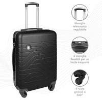 Trolley Bagaglio Mano Rigido 37x20x54.5 Piccolo Ultraleggero Valigia In Abs Con 4 Ruote Manico Chiusura Di Sicurezza Per Compagnie Low Cost Economy Zaino Da Viaggio