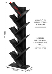 Liberia In Legno A Forma Ad Albero Scaffale 9 Ripiani Salvaspazio Verticale Camera Letto Soggiorno Studio Ufficio  Libro Mensola A Colonna Porta Libri Stile industrial Torre