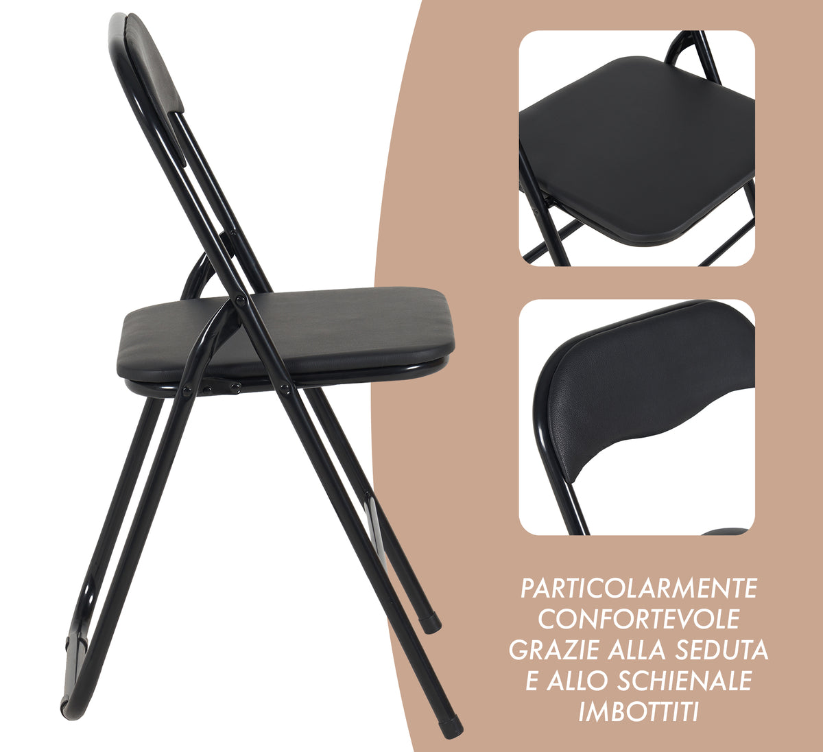 Set 6 Sedie Pieghevoli Sedia Cucina Robusta Struttura In Metallo Seduta Comoda In Simil Ecopelle Sedute Poltrona Per Ospiti Campeggio Sala Riunioni Ufficio Pieghevole Salvaspazio Scrivania