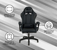 Sedia Gaming Professionale SimilPelle Reclinabile Con Braccioli Poltrona Ufficio Regolabile in Altezza Pistone Gas,Cuscino Poggiatesta E Lombare Gamer