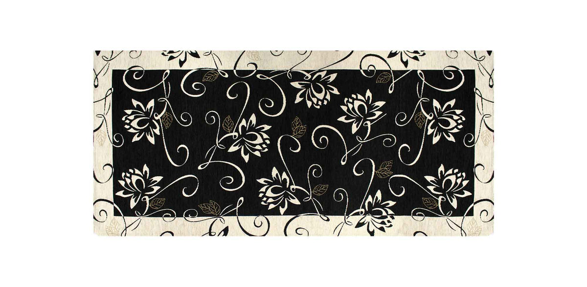 Tappeto Arredo Moderno  Antiscivolo in Ciniglia Made in italy  Cotone Ninfea Nero