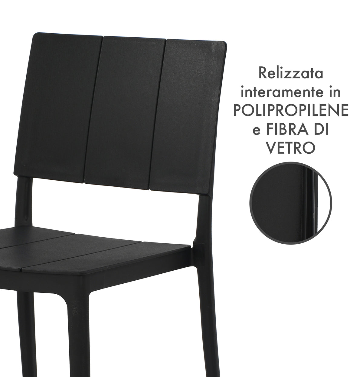 Set 4 Sedie In Polipropilene e Fibra Di Vetro Trattamento Uv Antiscolorimento il Gruppone Passione Casa