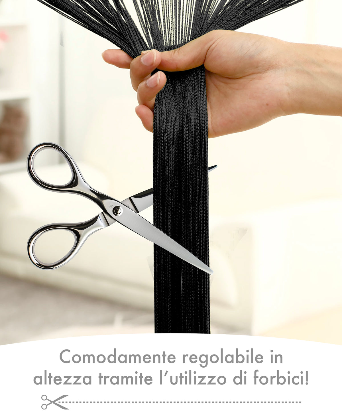 Tenda A Fili Stringhe Anti Mosche Insetti Finestre Porta Finestra Elegante Tinta Unita Divisorio Con Asola Passante Per inserimento Di Bastoni Zanzariera Adattabile Con Forbici Zanzariera Elegante