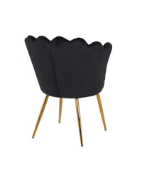 Poltrona Conchiglia Camera da Letto in Velluto Design Moderno, Sedia Classica con Gambe in Metallo Placcato Oro con Seduta Morbida Imbottita Modello Maddina