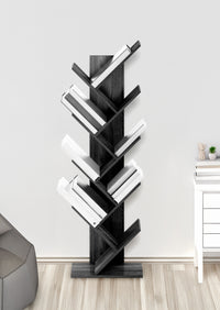 Liberia In Legno A Forma Ad Albero Scaffale 9 Ripiani Salvaspazio Verticale Camera Letto Soggiorno Studio Ufficio  Libro Mensola A Colonna Porta Libri Stile industrial Torre