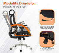 Sedia Da Ufficio Elegante Poltrona Direzionale Ergonomica Design Moderno Colore Nero Rivestimento Ecopelle Base Cromata Ruote Silenzione Seduta Scrivania Sala Riunioni Schienale Alto