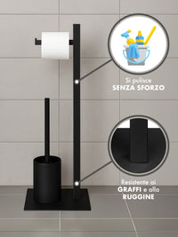 Portarotolo Carta Igienica Da Terra Con Coperchio Portacarta Struttura Robusta In Metallo In Vimini Intrecciato Fino a 4 Rotoli Con Rivestimento Elegante Design Moderno Accessori Bagno