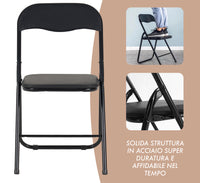 Set 6 Sedie Pieghevoli Sedia Cucina Robusta Struttura In Metallo Seduta Comoda In Simil Ecopelle Sedute Poltrona Per Ospiti Campeggio Sala Riunioni Ufficio Pieghevole Salvaspazio Scrivania
