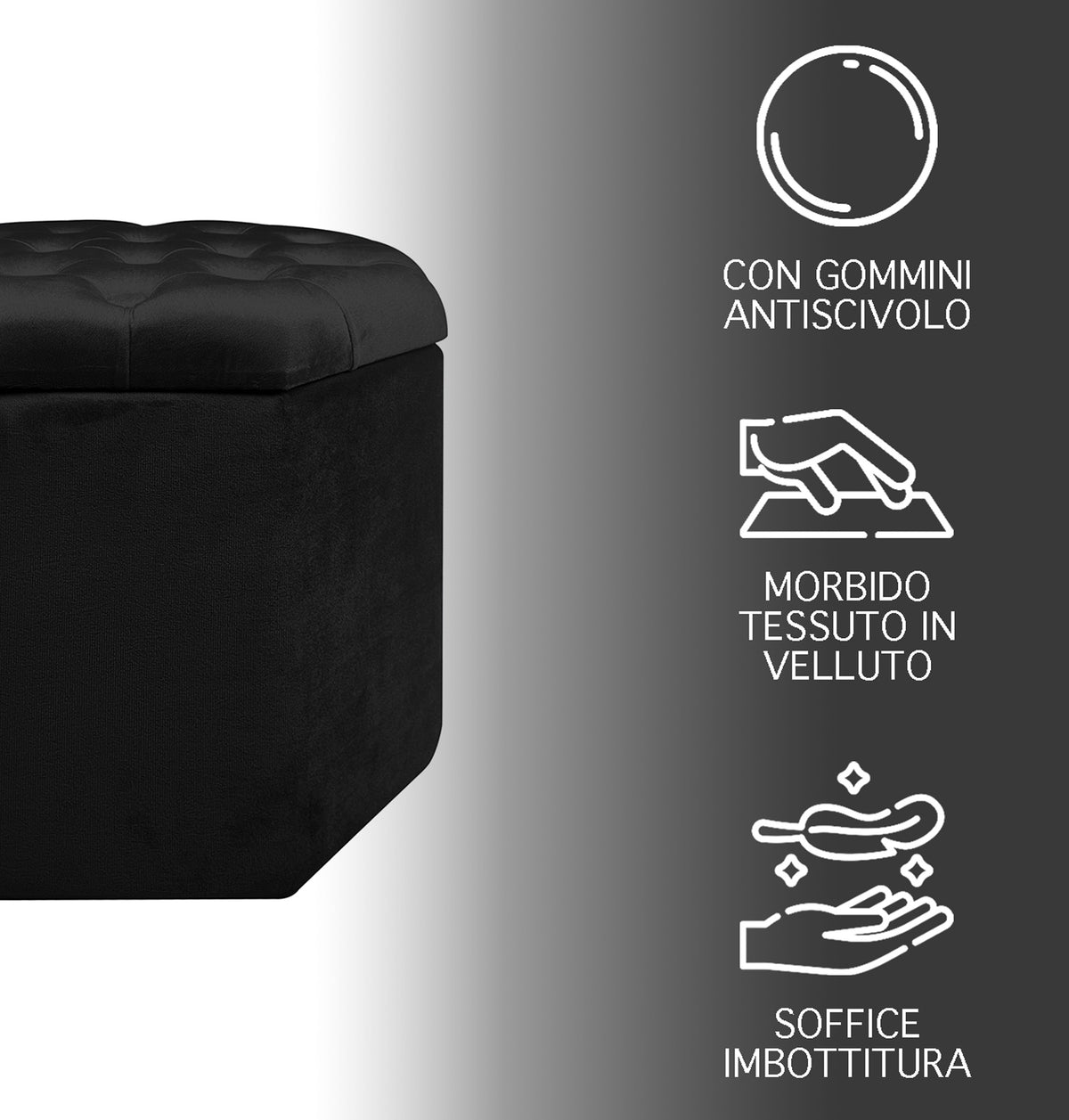 Pouf Ottagonale Contenitore Poggiapiedi Salotto In Velluto Sgabello Camera Design Pouff Cameretta