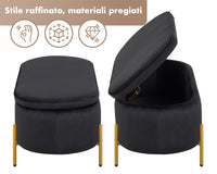 Panca Imbottita Divanetto In Velluto Contenitore Pouf Grande XXL PortaOggetti  Panca Sgabello A Pie Di Letto Con Gambe In Metallo Dorato Cassapanca Ingresso Legno Massello Panchina